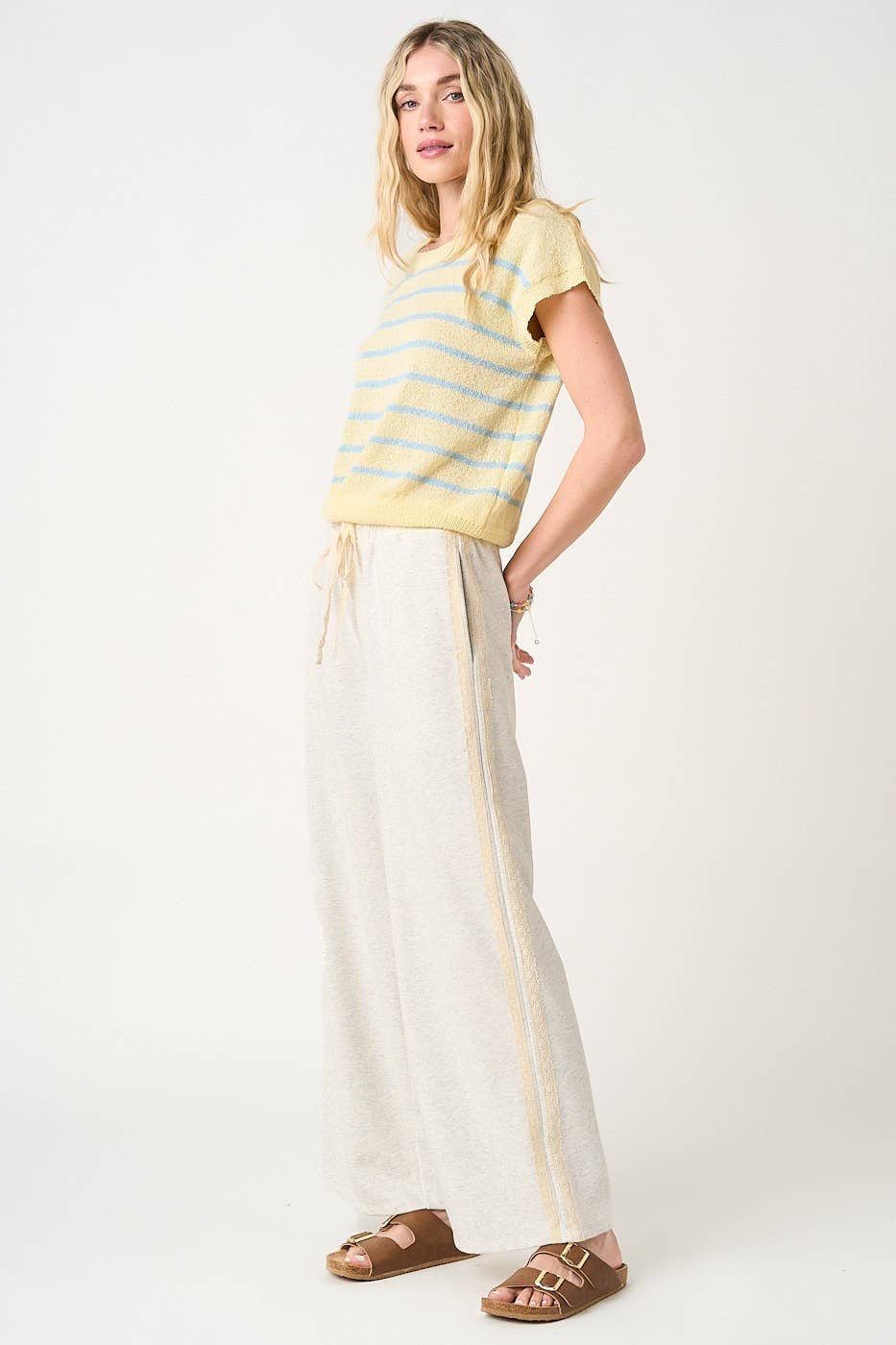 Lace Striped Terry Sweatpants