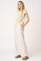 Lace Striped Terry Sweatpants