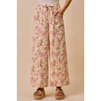 Floral Twill Wide Leg Pants