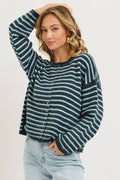 Striped Button Up Cardigan