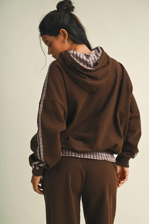 (PREORDER) Plaid Striped Sweat Set
