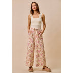 Floral Twill Wide Leg Pants