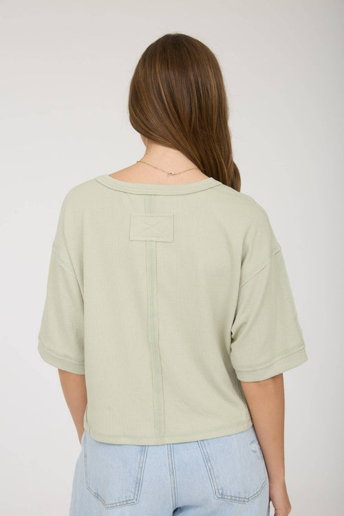 Cropped Henley Knit Top