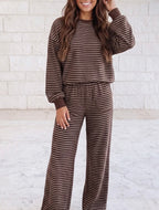 (PREORDER) Brown Stripe Long Sleeve Set