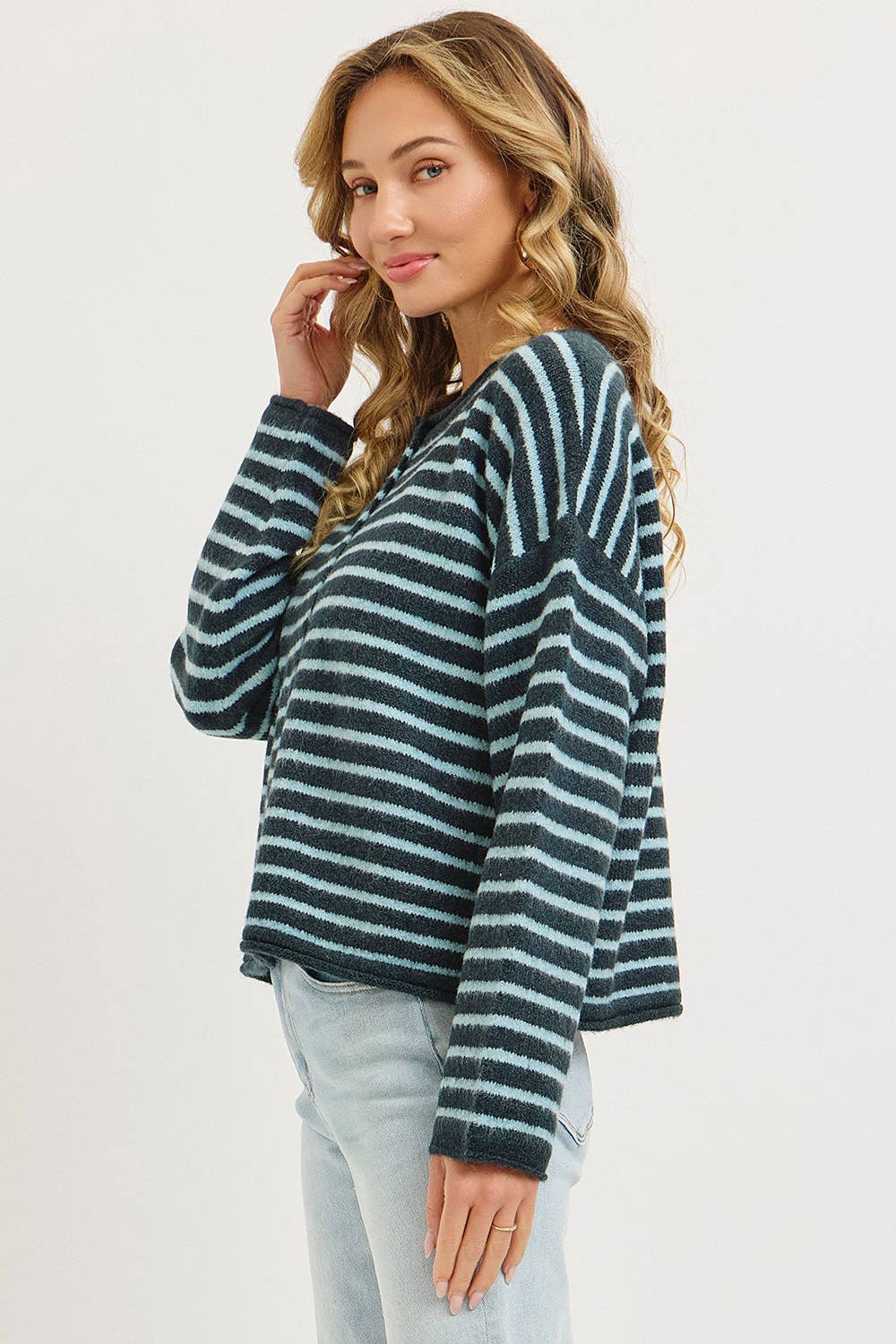 Striped Button Up Cardigan