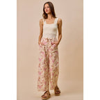 Floral Twill Wide Leg Pants