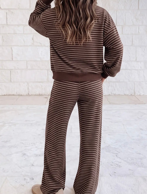 (PREORDER) Brown Stripe Long Sleeve Set