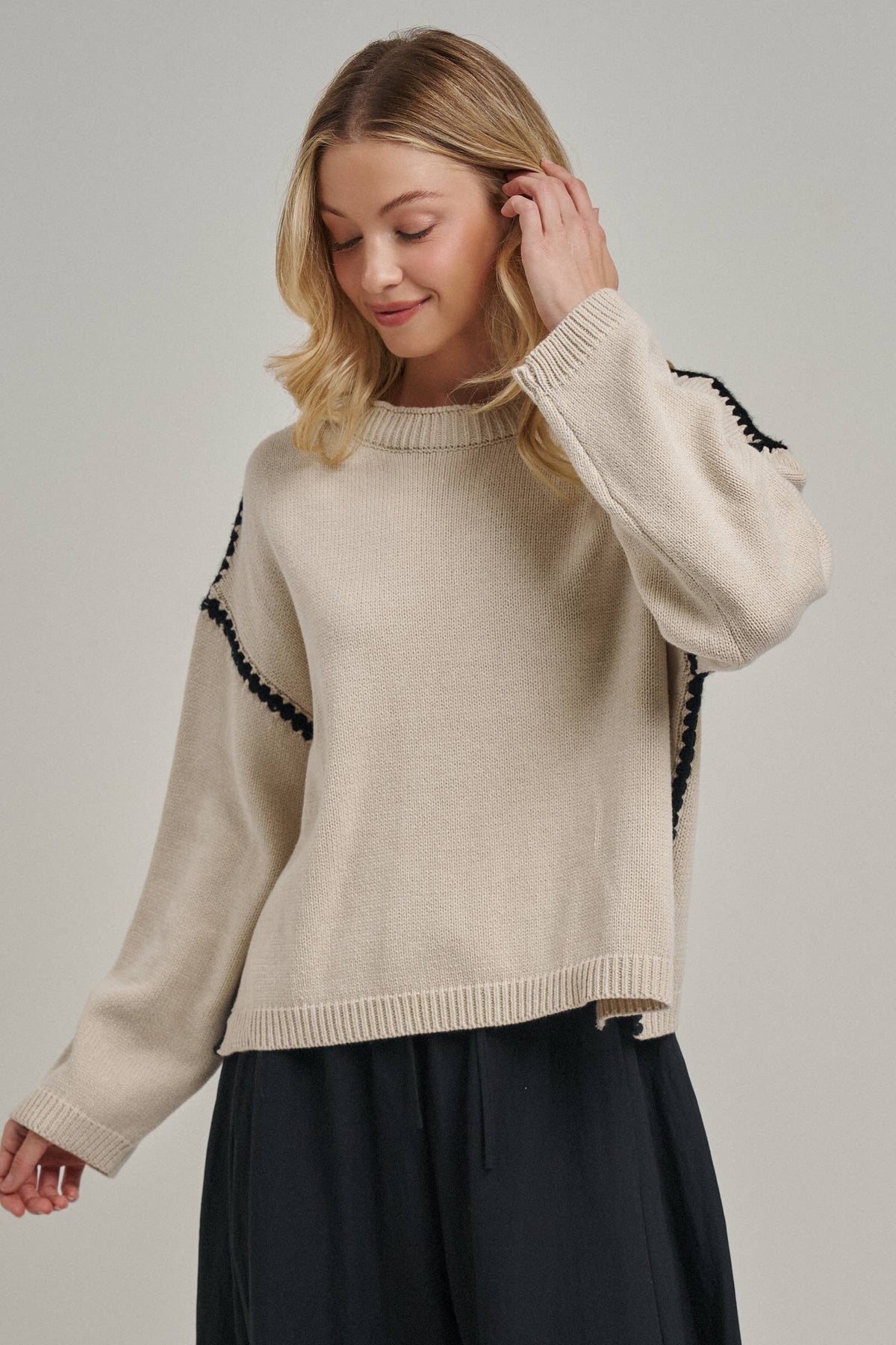 Contrast Stitch Sweater
