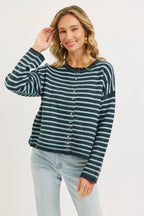 Striped Button Up Cardigan