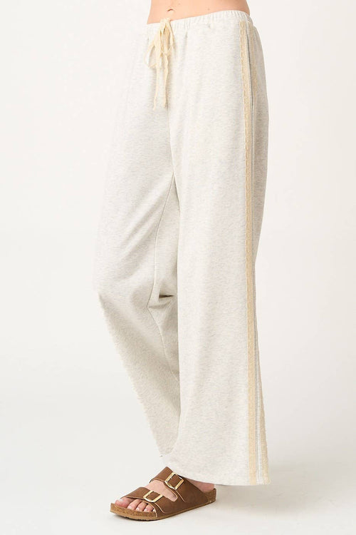 Lace Striped Terry Sweatpants