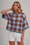 Gingham Drop Shoulder Sweater