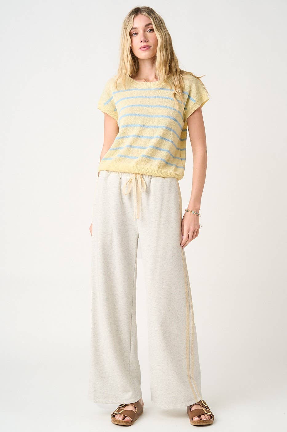 Lace Striped Terry Sweatpants