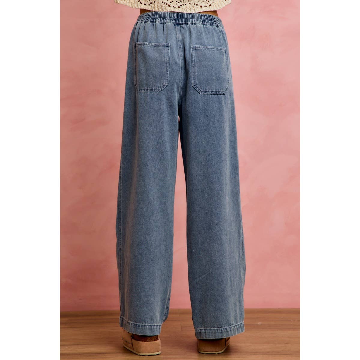 Ruffled Elastic Wide Leg Pant