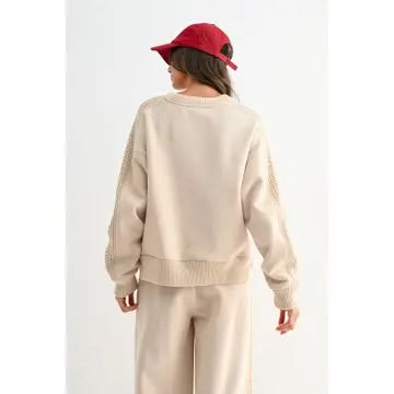 (PREORDER) Cable Knit Trim Lounge Set