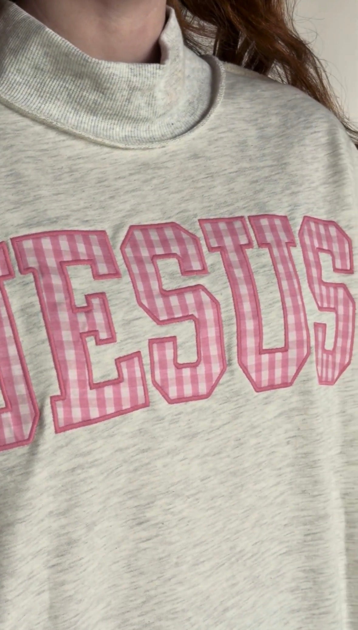 Jesus Gingham Mockneck Long Sleeve