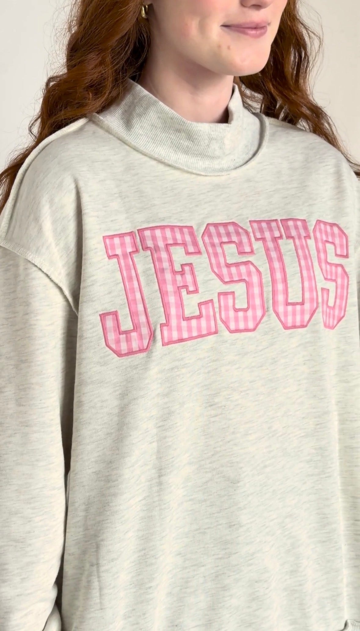 Jesus Gingham Mockneck Long Sleeve