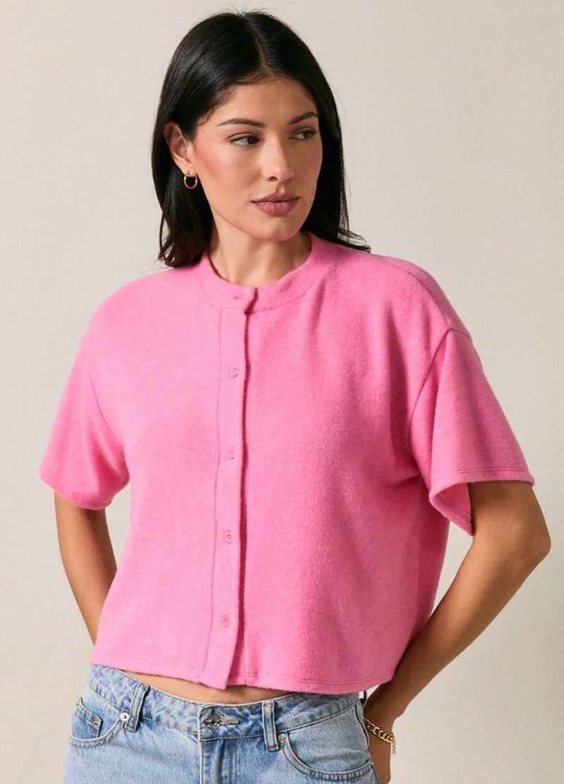 Front Button Up Knit Top