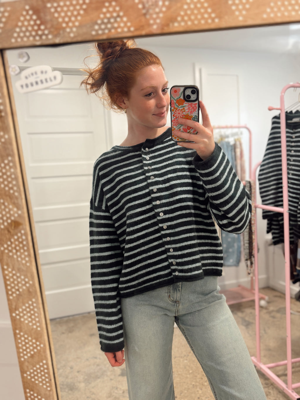 Striped Button Up Cardigan