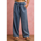 Ruffled Elastic Wide Leg Pant