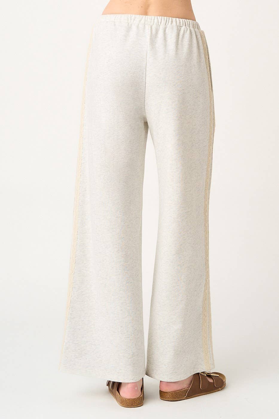 Lace Striped Terry Sweatpants