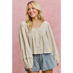 Smocking Long Sleeve Top