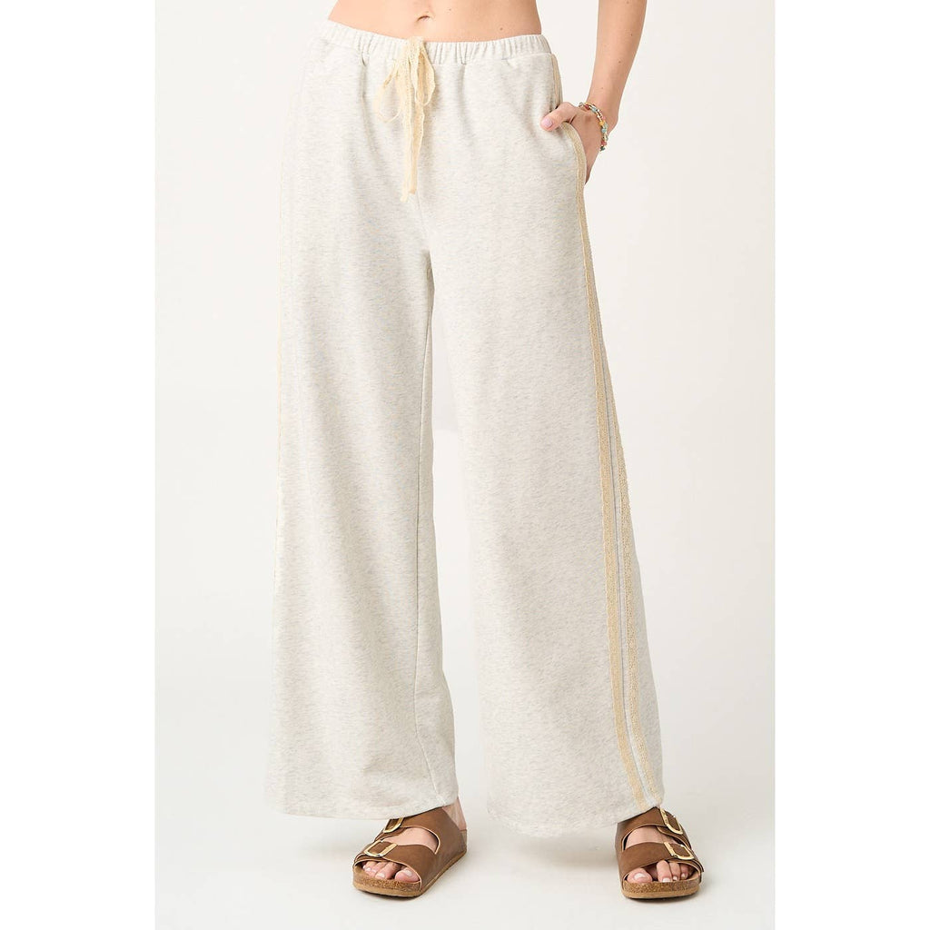 Lace Striped Terry Sweatpants