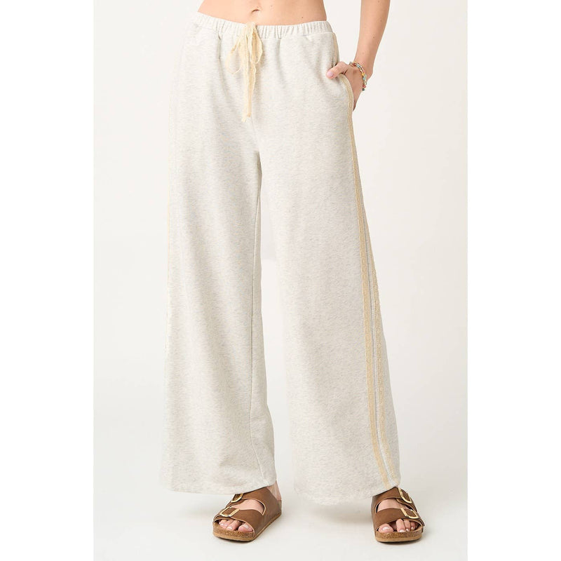 Lace Striped Terry Sweatpants