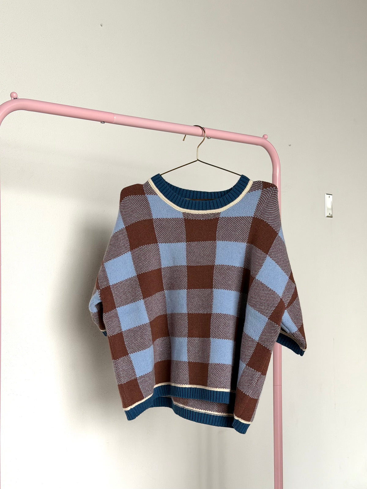 Gingham Drop Shoulder Sweater