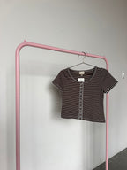 Striped Jersey Button Up Top