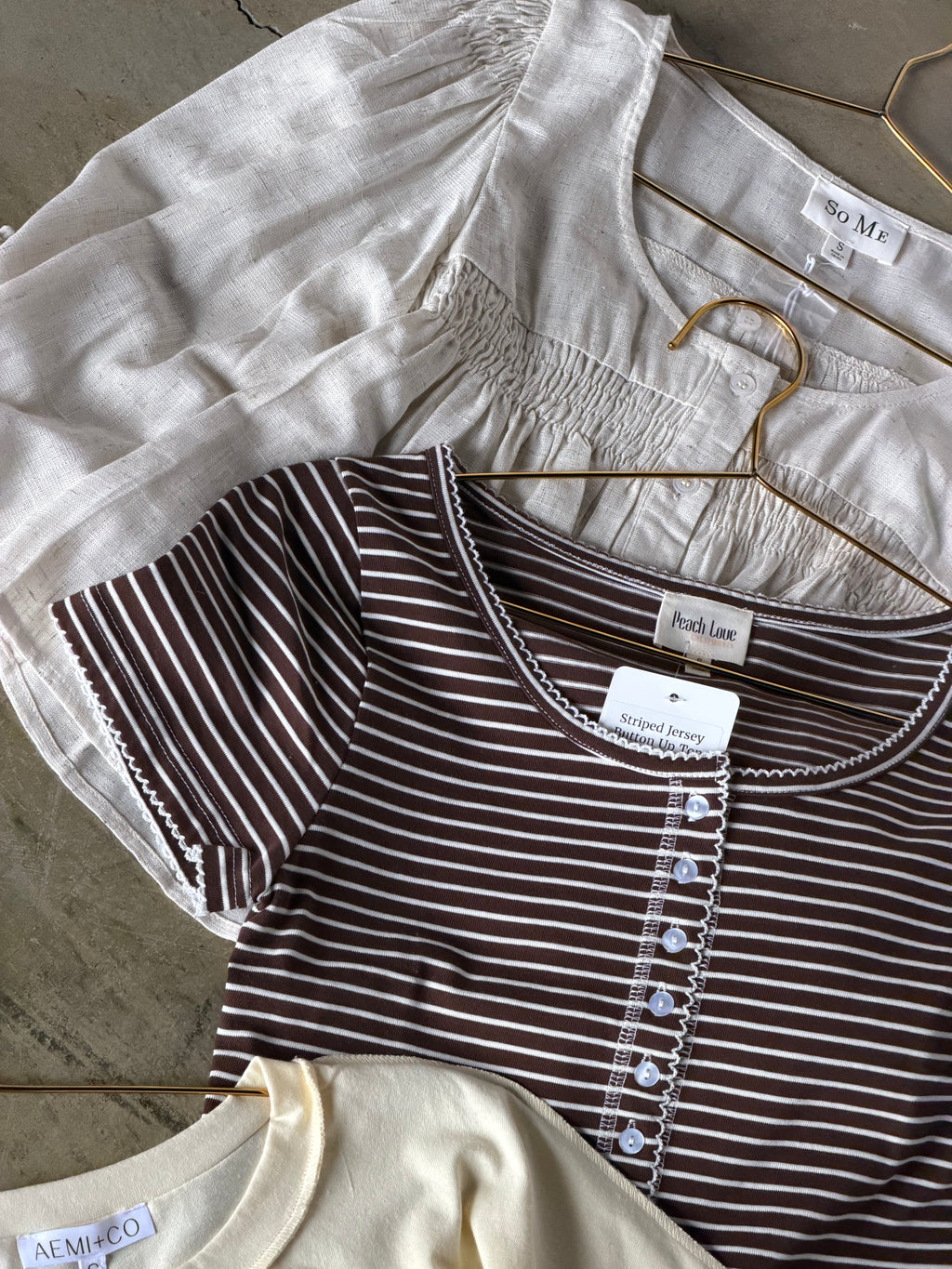 Striped Jersey Button Up Top