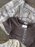 Striped Jersey Button Up Top