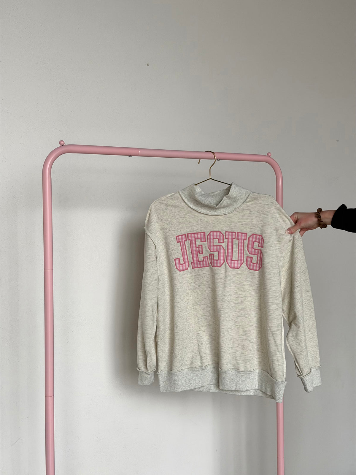 Jesus Gingham Mockneck Long Sleeve