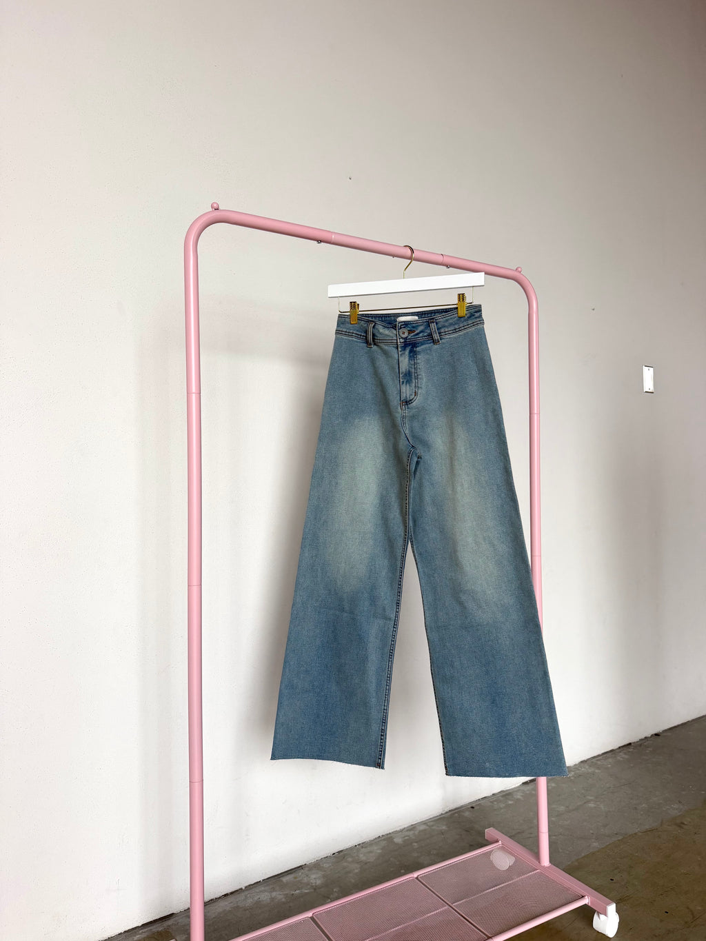 Straight Wide Leg Denim Pants